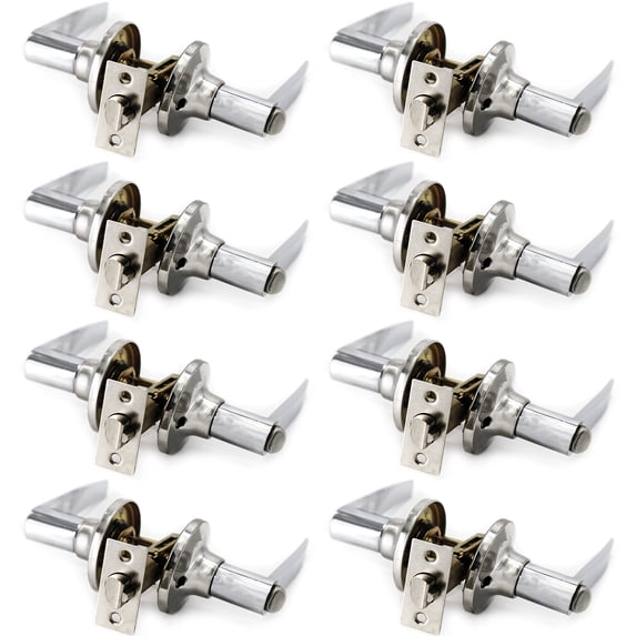 Villar Home Designs Door Lever Lara Chrome Privacy 8 Pack