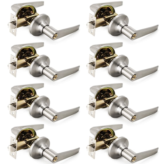 Villar Home Designs Door Lever Lara Satin Nickel Keyed 8 Pack