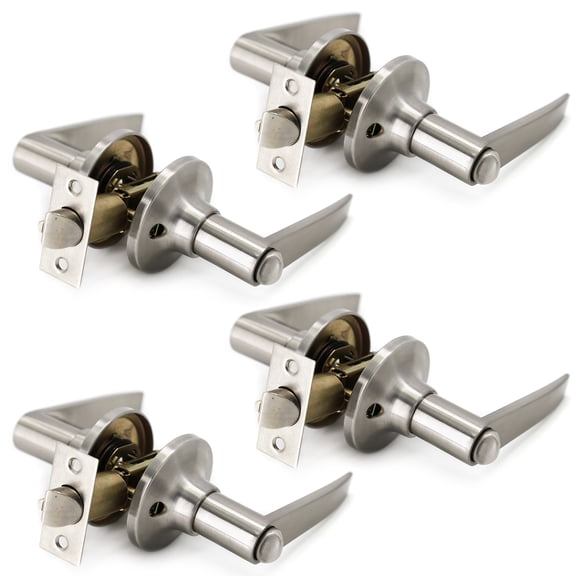 Villar Home Designs Door Lever Lara Satin Nickel Privacy 4 Pack