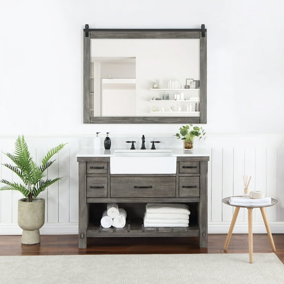 Villareal 48" Single Bath Vanity in Classical Gray with White Farmhouse Basin