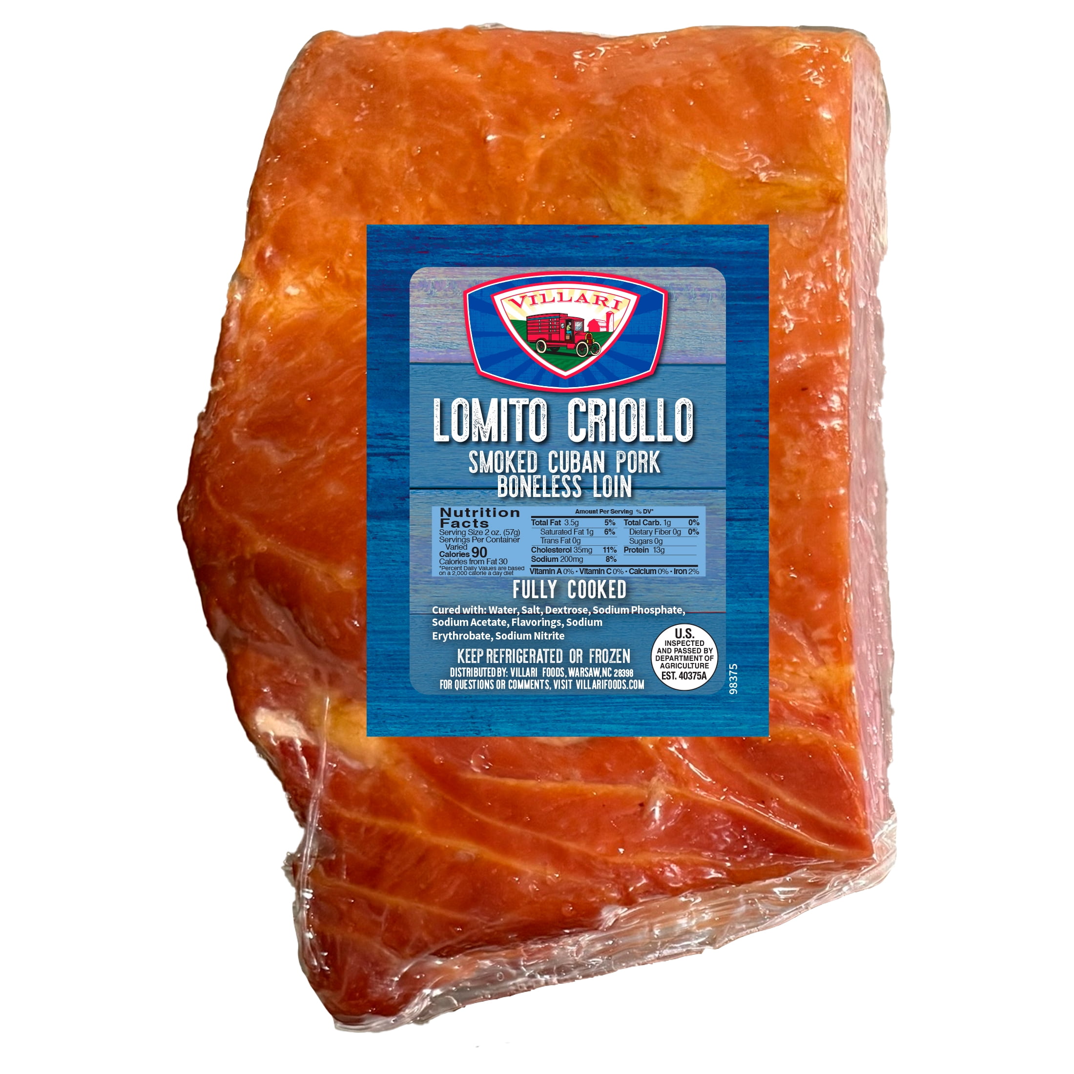 Villari Brothers Smoked Cuban Boneless Pork Loin, 1.25lb - 1.75lb, Vacuum Sealed Bag