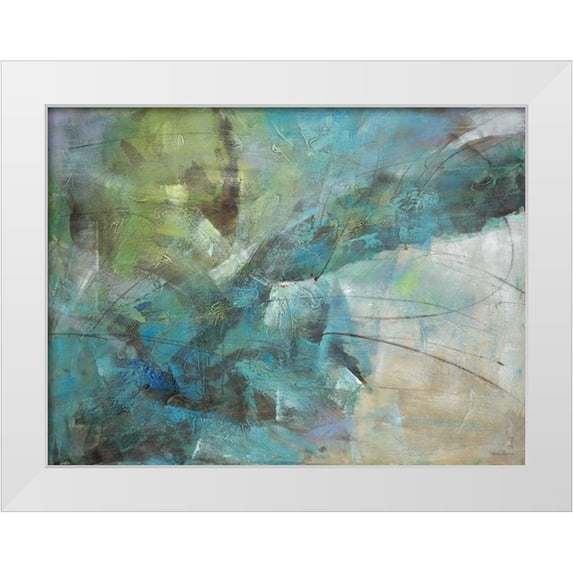 Villarreal 24x19 White Modern Wood Framed Museum Art Print Titled - Aqua Explosion