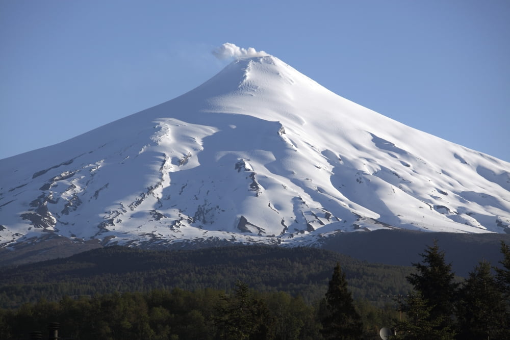 Villarrica steaming crater Araucania region Chile Canvas Art - Martin RietzeStocktrek Images (17 x 12)