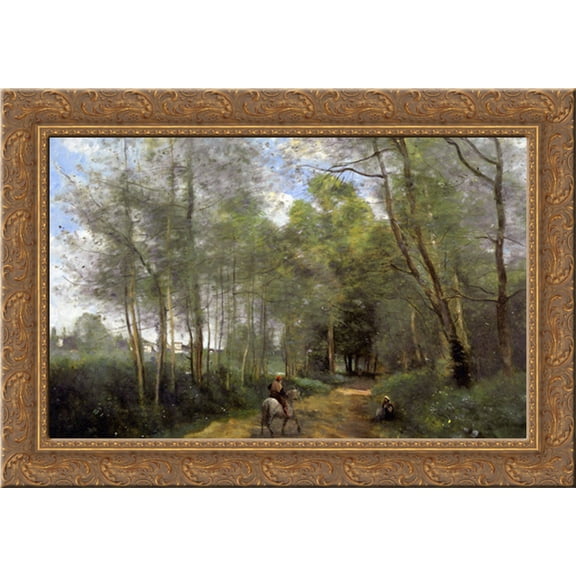 Ville dAvray 24x19 Gold Ornate Wood Framed Canvas Art by Corot, Jean Baptiste Camille