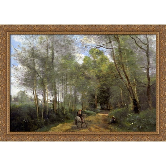Ville dAvray 40x28 Large Gold Ornate Wood Framed Canvas Art by Jean Baptiste Camille Corot