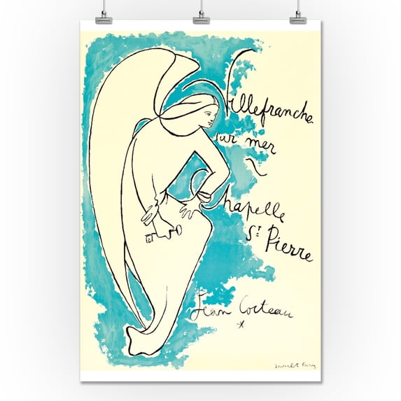 Villefranche sur Mer Vintage Poster (artist: Jean Cocteau) France c. 1960 (24x36 Giclee Gallery Print, Wall Decor Travel Poster)