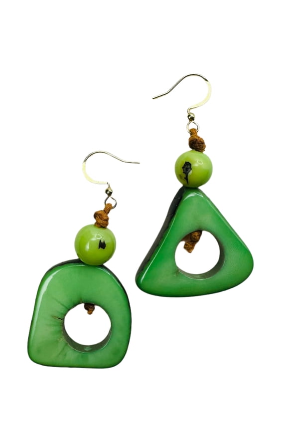 Villela Tagua Nut Earring | Green Earring for Women | Eco-Friendly Handmade Jewelry | Sustainable Dangle Earring | Natural Vegetable Ivory Gift