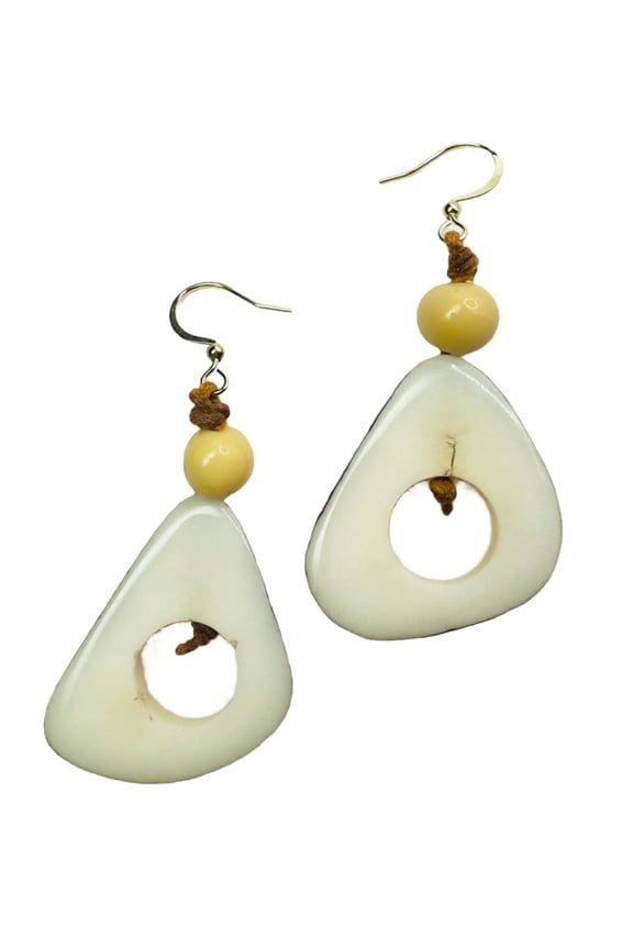 Villela Tagua Nut Earring | White Earring for Women | Eco-Friendly Handmade Jewelry | Sustainable Dangle Earring | Natural Vegetable Ivory Gift