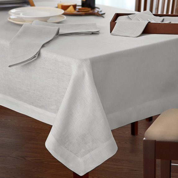 Villeroy & Boch Villeroy and Boch La Classica Luxury Linen Fabric Tablecloth Dove gray 70"x96" Oblong Oblong