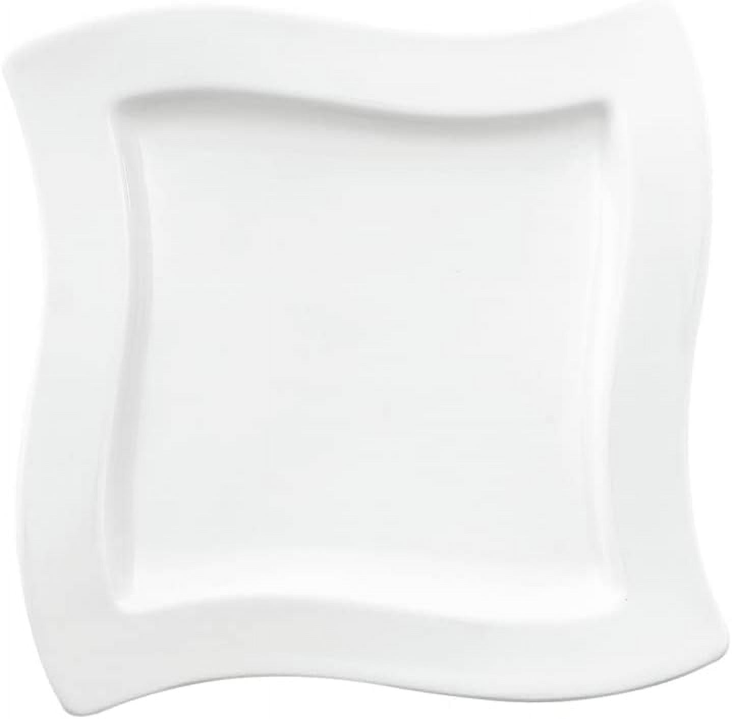 White Porcelain Square Microwave-Safe Salad Plate