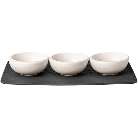 Villeroy & Boch - NewMoon set of dip dishes, set of small bowls for dips or finger food, 4 pieces, premium porcelain, white, dishwasher safe, 10-4264-9023