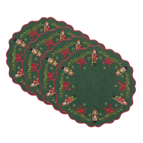 Villeroy & Boch Nutcracker Noel Round Placemats, Set of 4, Green - 15"W x 15"L