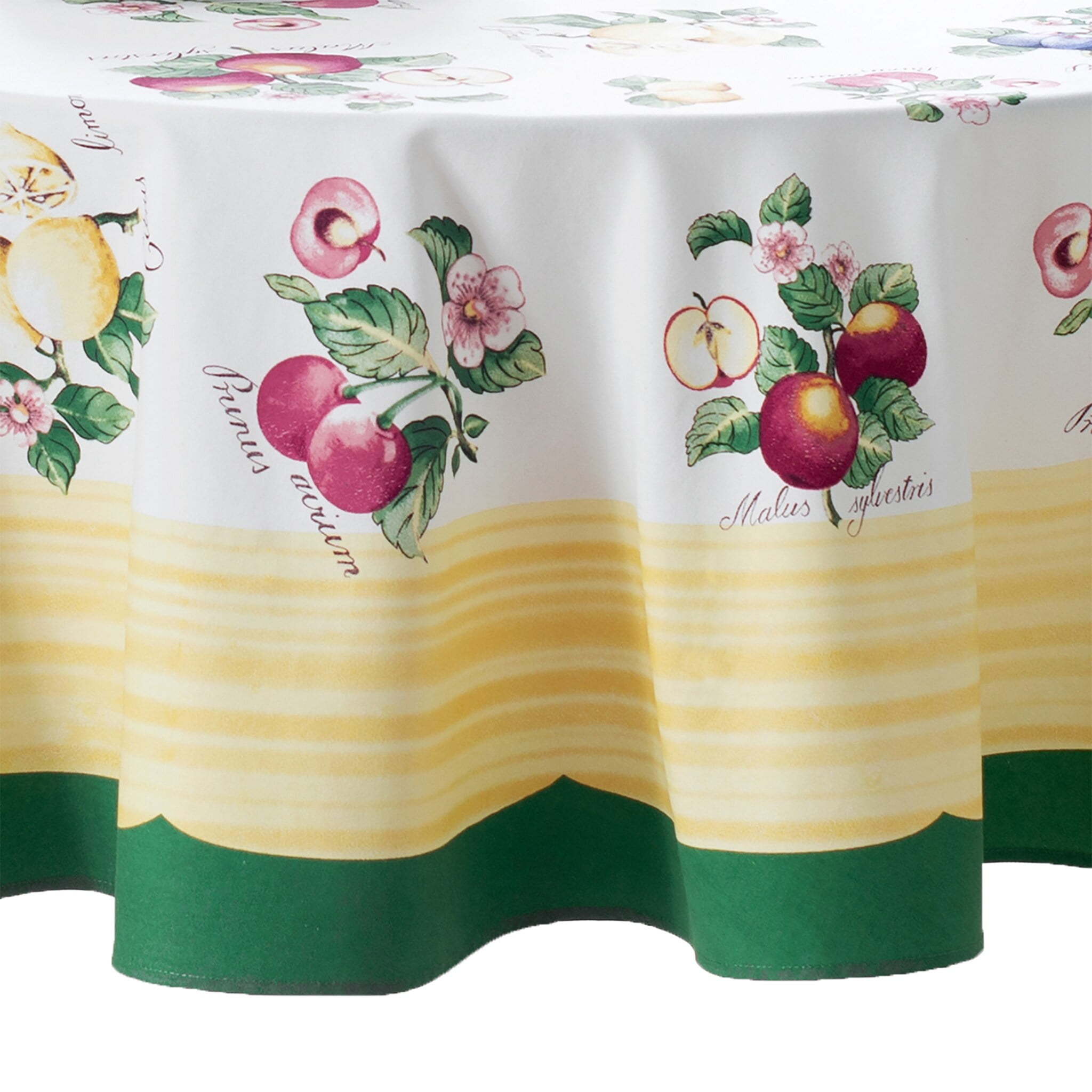 French Garden 70" Round Cotton Tablecloth with Floral Print