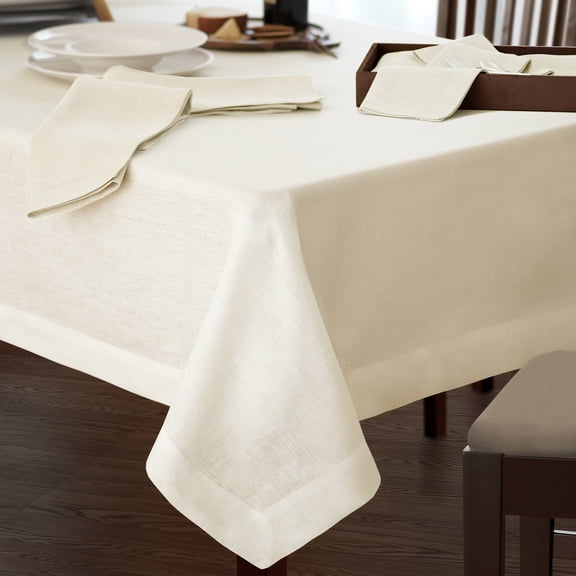 Villeroy & Boch Villeroy and Boch La Classica Luxury Linen Fabric Tablecloth Ivory 70"x96" Oblong