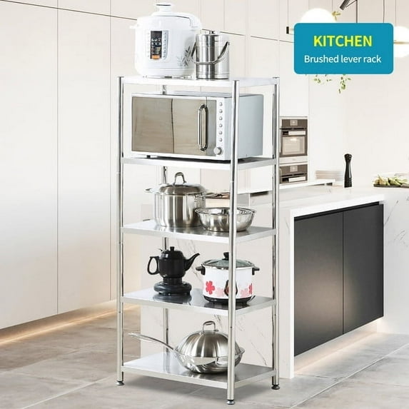 Villertech 5-Tier Stainless Steel Shelf,Adjustable Shelves,Garage Storage Rack,24.8"*15.8"*54.7"