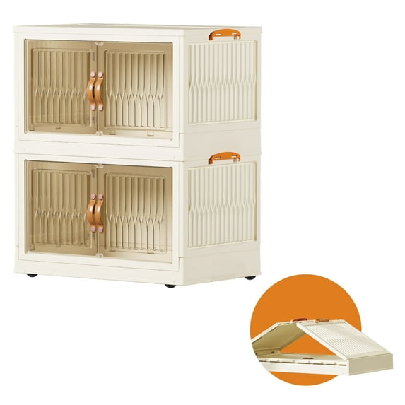 Villertech Stackable Plastic Storage Bins with Wheels,Folding Storage Box, for Home, Office,Garage