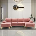 thumbnail image 1 of Villeston 110.63'' Sectional Sofa with Movable Ottoman,Reversible Couch for Living Room,4-Seat,Pink, 1 of 7