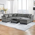 thumbnail image 1 of Villeston 111.8" U-shaped Sofa Chenille Upholstered Sofa Couch with Movable Storage Ottoman for Living Room,Gray, 1 of 9