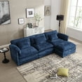 thumbnail image 1 of Villeston 112" Cloud Modular Sectional Sofa for Living Room, L-Shaped Cloud Sofa Couch with Chenille Fabric, 3 Seat Oversized Couch with Movable Ottoman, Navy Blue, 1 of 8