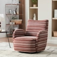 thumbnail image 1 of Villeston 360° Fabric Striped Swivel Accent Chair with Sand-Rimmed Fabric and Metal Bracket, Suitable for Living Room, Balcony and Bedroom，Red, 1 of 7