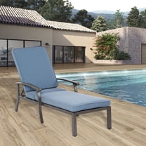 Villeston Outdoor Lounge Chaise, Cast Aluminum,with Wheels and Adjustable,for Patio Backyard,Blue Cushions,Blue