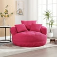 thumbnail image 1 of Villeston Amour Mid-Century Chenille Tufted Barrel Accent Chair with Cushion and Pillows, Rose Red, 1 of 6