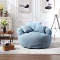 thumbnail image 1 of Villeston Amour Mid-Century Chenille Tufted Barrel Chair with Cushion and Pillows, Blue, 1 of 6