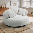 thumbnail image 1 of Villeston Oversized Chenille Bean Bag Chair with Throw Pillows for Livingroom,Beige, 1 of 8