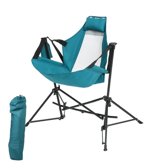 Villeston Hammock Camping Chair - Folding Portable Aluminum Alloy with Pillow Cup Holder for Outdoor Travel Blue