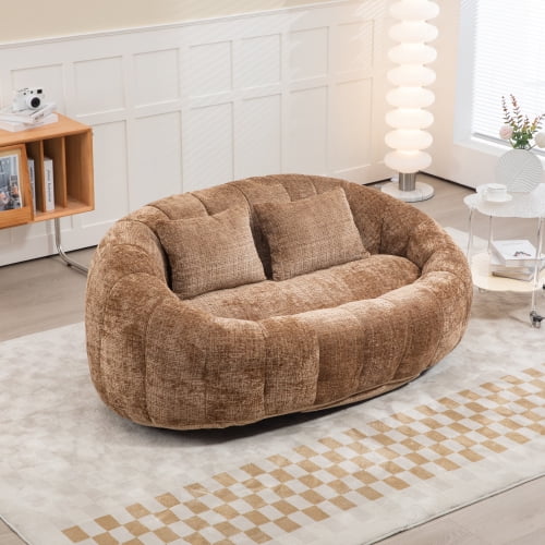 Villeston High-Back Bean Bag Sofa for Adults and Children, Indoor/Outdoor, Soft Casual,Coffee