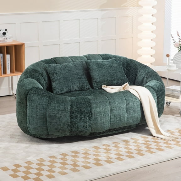 Villeston High-Back Bean Bag Sofa for Adults and Children, Indoor/Outdoor, Soft Casual,Green