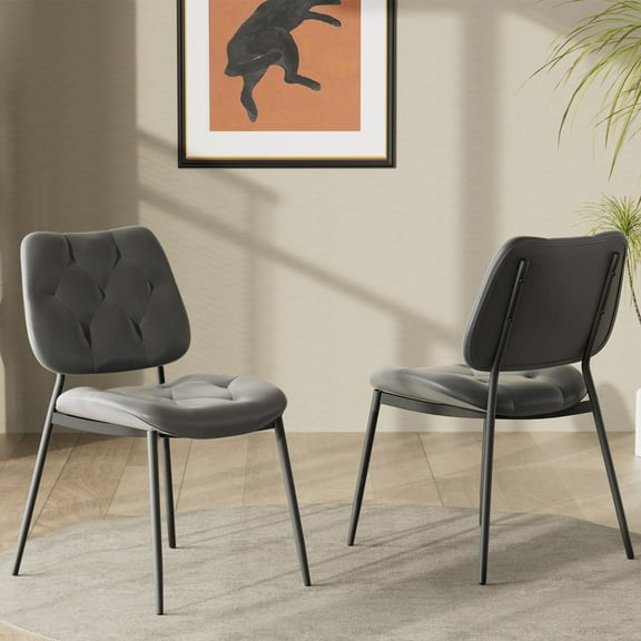 Villeston Mid-century Dining Chairs, Kitchen Chairs Set of 2, Gray