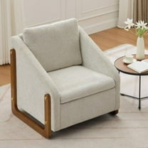 Villeston Modern Accent Chair, Upholstered Armchair with Solid Wood Side Frame with Backrest for Living Room Bedroom,Gray