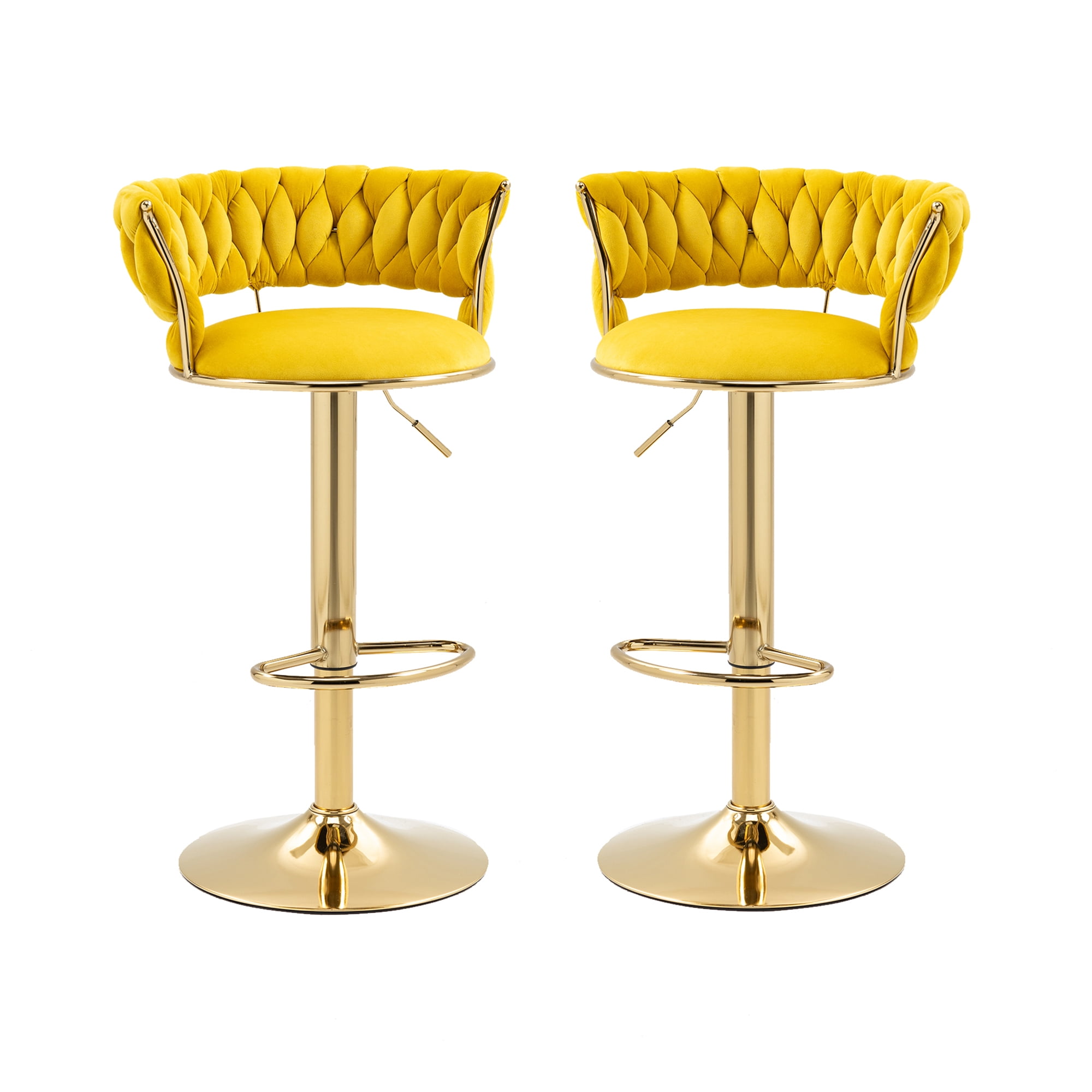 Villeston Modern Bar Stools Set of 2 360°Swivel Velvet Adjustable