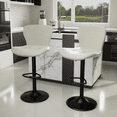 thumbnail image 1 of Villeston Modern Bar Stools Set of 2, Adjustable Faux Leather Upholstered Swivel Bar Stools, Counter Height Bar Chairs with Back for Kitchen Island,Beige, 1 of 6