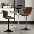 thumbnail image 1 of Villeston Modern Bar Stools Set of 2, Adjustable Faux Leather Upholstered Swivel Bar Stools, Counter Height Bar Chairs with Back for Kitchen Island,Brown, 1 of 6