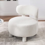 Villeston Modern Sherpa Accent Chair, Upholstered Armless Slipper Chair for Living Room, Bedroom, Reading Room Teddy, White