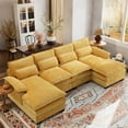 thumbnail image 1 of Villeston Modern U-Shape Sectional Sofa , 4 Seat Lounge Sleeper with Double Chaise for Living Room,Mustard Yellow, 1 of 9