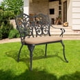thumbnail image 1 of Villeston Outdoor Bench with Cushion - Patio Garden Benches Metal Loveseat Butterfly Cast-Aluminum Outdoor Furniture for Park Lawn Front Porch,Black, 1 of 9