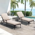 thumbnail image 1 of Villeston Outdoor Recliner, Cast Aluminum,with Wheels and Adjustable, set of 2,Beige Cushions and 1 Side Table, 1 of 7