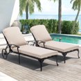 thumbnail image 1 of Villeston Outdoor Recliner, Cast Aluminum,with Wheels and Adjustable, set of 2,Beige Cushions, 1 of 6
