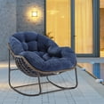 thumbnail image 1 of Villeston Outdoor Rattan Rocking Chair, Striped Upholstery, Navy Blue, 1 of 10