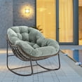 thumbnail image 1 of Villeston Outdoor Rattan Rocking Chair, Striped Upholstery, Olive, 1 of 10