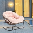 thumbnail image 1 of Villeston Outdoor Rattan Rocking Chair, Striped Upholstery, Pink, 1 of 10
