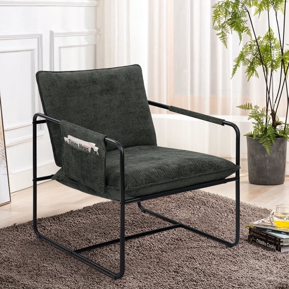 Villeston Metal Framed Sling Accent Chair,Dark Gray