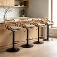 thumbnail image 1 of Villeston Rattan Bar Stools Set of 4,Adjustable Height 360 Swivel Low Back Stools with Footrest Breathable Linen Cushions,Gray, 1 of 6