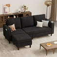 thumbnail image 1 of Villeston 78'' L Shaped 3-seat Sofa for Living Room, Apartment, Lounge,Bedroom-Washable Covers Convertible(Corduroy,Black), 1 of 8