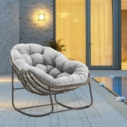 Villeston Solid Print Steel Rocking Chair, Beige