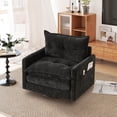 thumbnail image 1 of Villeston Swivel Accent Chair, 36.2"W Oversize Chenille Armchair with Side Bag, Modern Comfortable Chair for Living Room, Bedroom, Black, 1 of 7