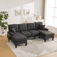 thumbnail image 1 of Villeston U-Shaped Sectional Sofa, 100" Linen Couch, 4 Seat Lounge Sleeper with Double Chaise for Living Room，Dark Gray, 1 of 7